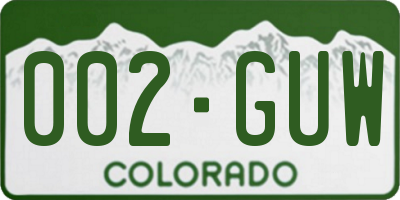 CO license plate 002GUW