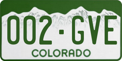 CO license plate 002GVE