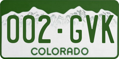 CO license plate 002GVK