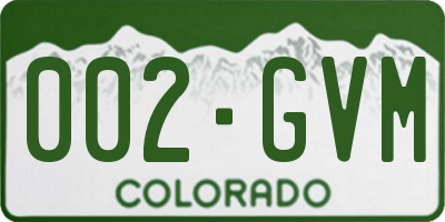 CO license plate 002GVM