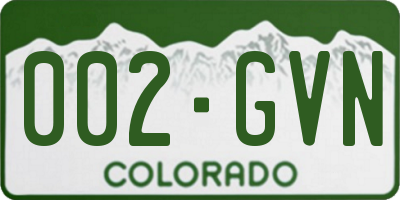 CO license plate 002GVN