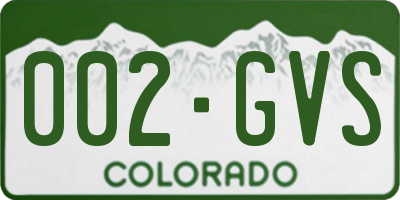 CO license plate 002GVS