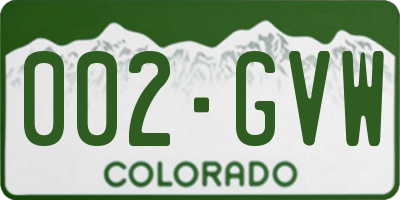 CO license plate 002GVW