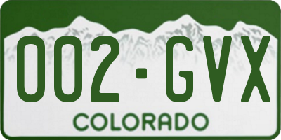 CO license plate 002GVX