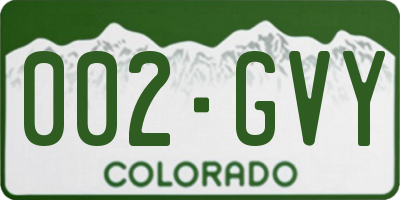CO license plate 002GVY