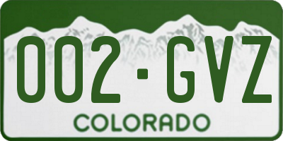 CO license plate 002GVZ