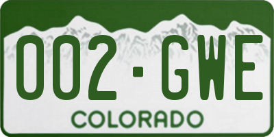 CO license plate 002GWE