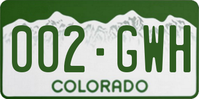 CO license plate 002GWH