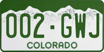 CO license plate 002GWJ