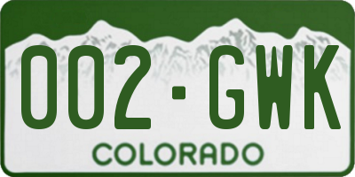 CO license plate 002GWK