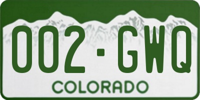 CO license plate 002GWQ