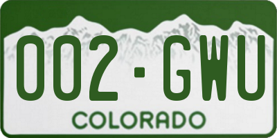 CO license plate 002GWU