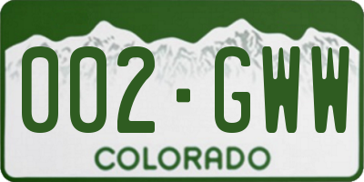 CO license plate 002GWW