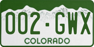 CO license plate 002GWX