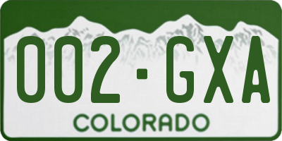 CO license plate 002GXA