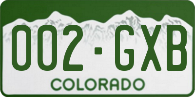 CO license plate 002GXB