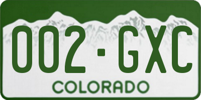 CO license plate 002GXC