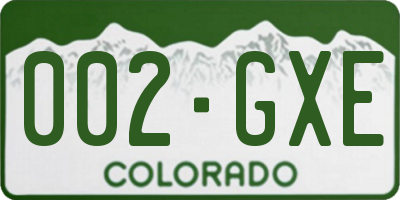 CO license plate 002GXE