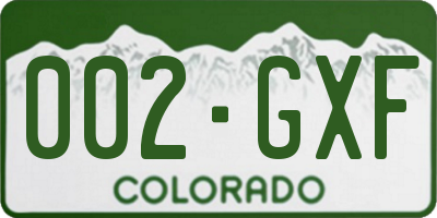 CO license plate 002GXF