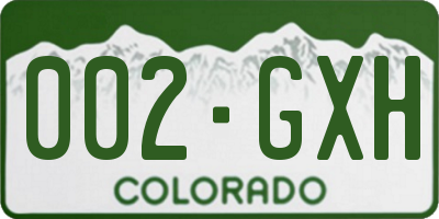 CO license plate 002GXH