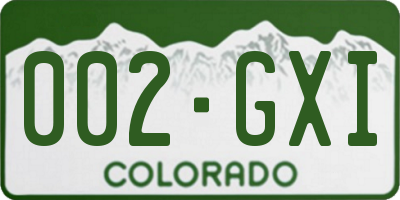 CO license plate 002GXI