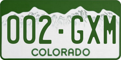 CO license plate 002GXM