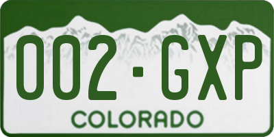CO license plate 002GXP
