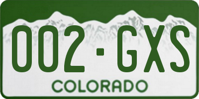 CO license plate 002GXS