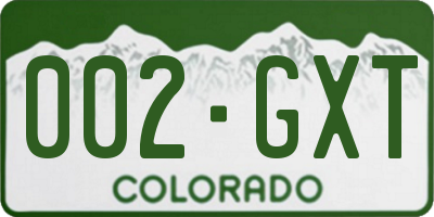 CO license plate 002GXT