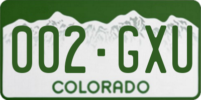 CO license plate 002GXU