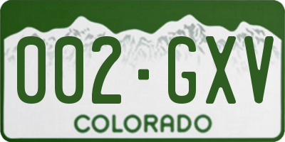 CO license plate 002GXV