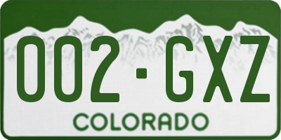 CO license plate 002GXZ
