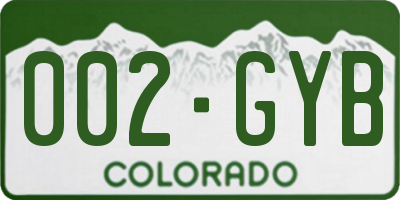 CO license plate 002GYB