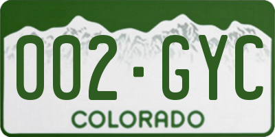 CO license plate 002GYC