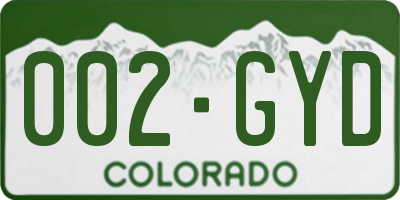 CO license plate 002GYD