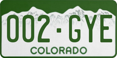 CO license plate 002GYE
