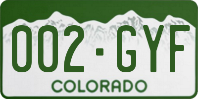 CO license plate 002GYF