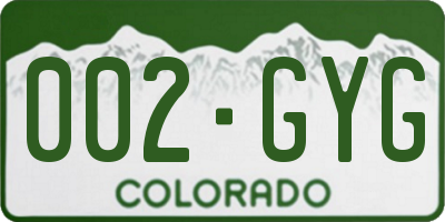 CO license plate 002GYG