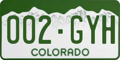 CO license plate 002GYH