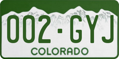 CO license plate 002GYJ