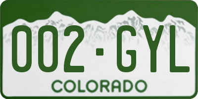 CO license plate 002GYL