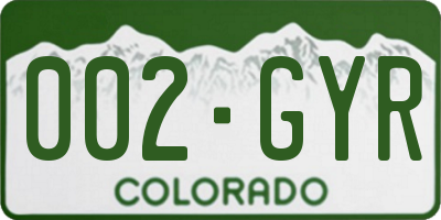 CO license plate 002GYR