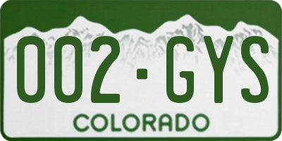 CO license plate 002GYS