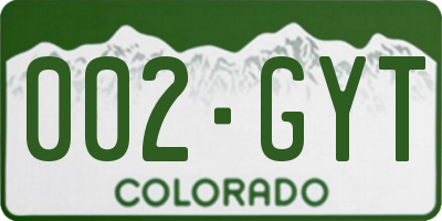 CO license plate 002GYT