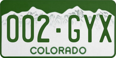 CO license plate 002GYX