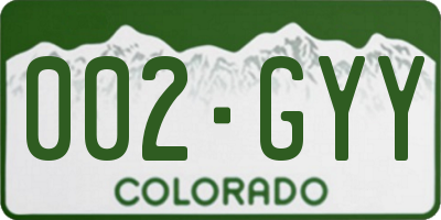 CO license plate 002GYY