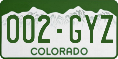 CO license plate 002GYZ