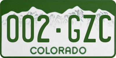 CO license plate 002GZC