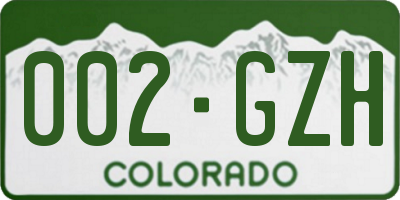 CO license plate 002GZH