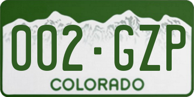 CO license plate 002GZP